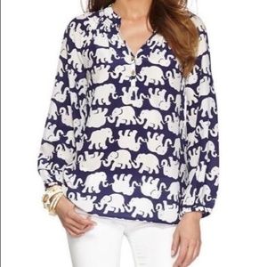RARE Lilly Pulitzer Elsa Elephant Print Blouse